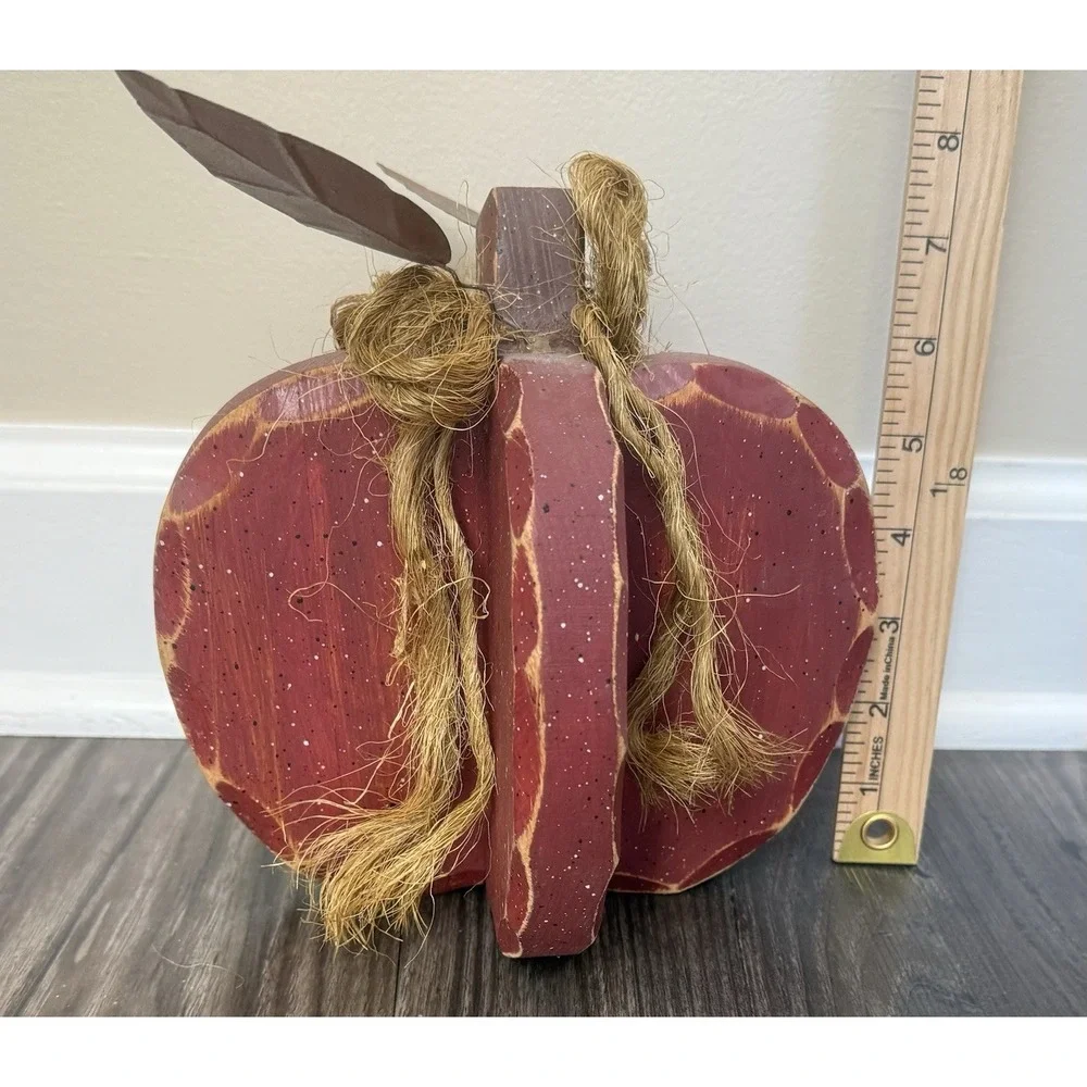 SOLD
 Red‎ Wood Pumpkin Seasonal Country Farmhouse Harvest Shelf Sitter - Picture 8 of 8